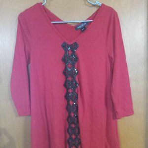 Red Tunic with black lace and sequins